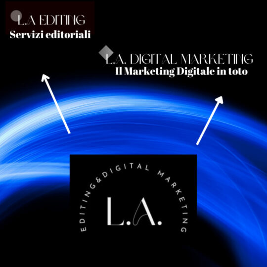 l'immagine illustra la suddivisione del progetto L.A. Editing&Digital Marketing in due sezioni con scopi e servizi diversi.