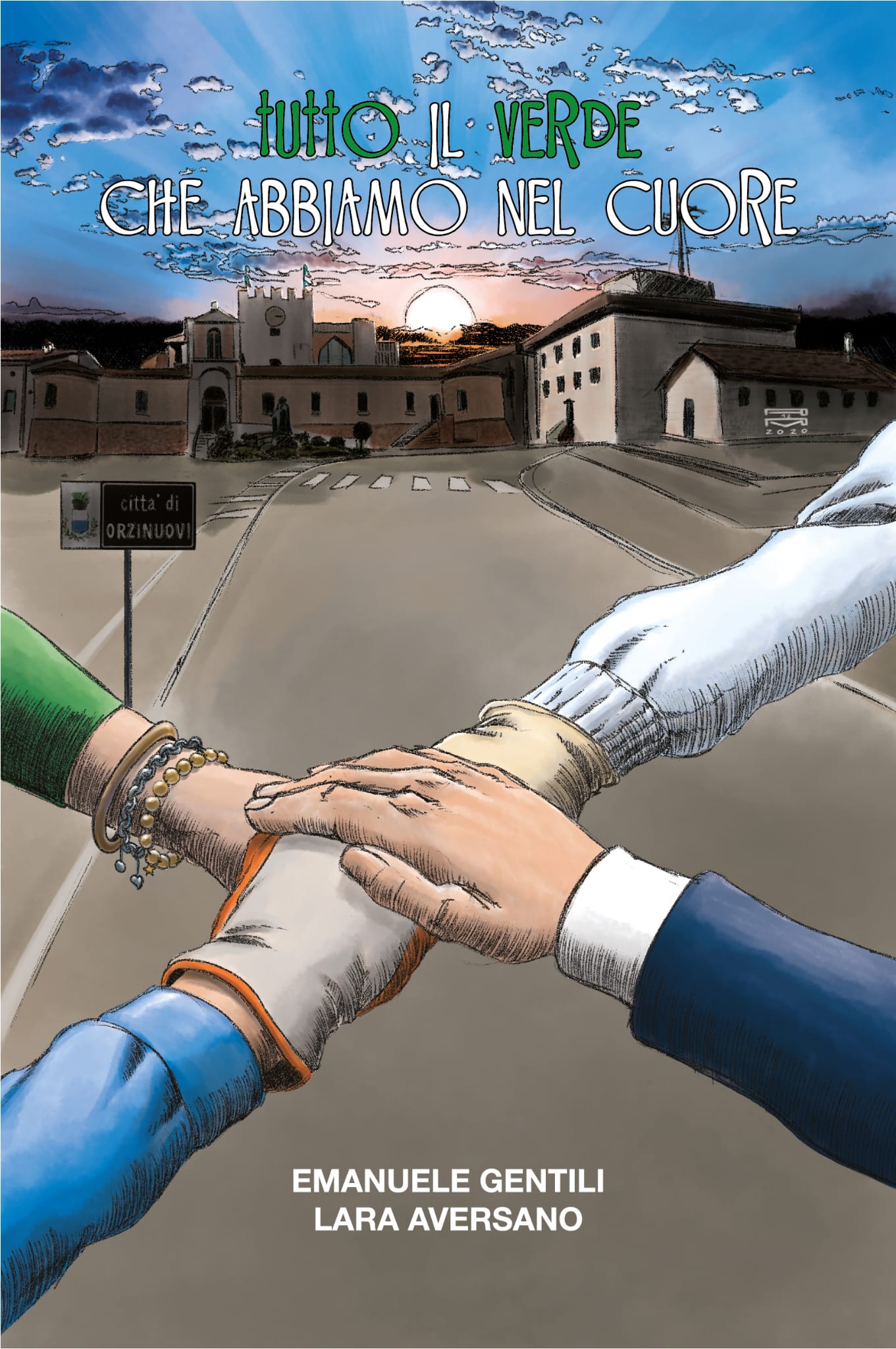 Copertina della raccolta poetica "Tutto il verde che abbiamo nel cuore". L'immagine, che come la raccolta stessa è legata al periodo della pandemia da Covid, è rappresentazione fumettistica di quattro mani una sull'altra in segno di reciproco aiuto. Nello sfondo, si vede una delle entrate nella cittadina di Orzinuovi (BS). I proventi derivati dalla vendita della raccolta sono andati totalmente in beneficienza alla Croce Verde della cittadina che, nel bresciano, è stata particolarmente colpita dalla pandemia. Nel testo vi sono trenta poesie dell'autore Emanuele Gentili, una poesia della curatrice Lara Aversano e altri ventinove tra pensieri e poesie selezionati tra quelli inviati alla mail di L.A. Editing per la realizzazione della raccolta stessa. L'immagine è un fumetto donato alla causa dal fumettista Andrea Manfredini. Si ringrazia anche Omar Pedrini per la partecipazione.